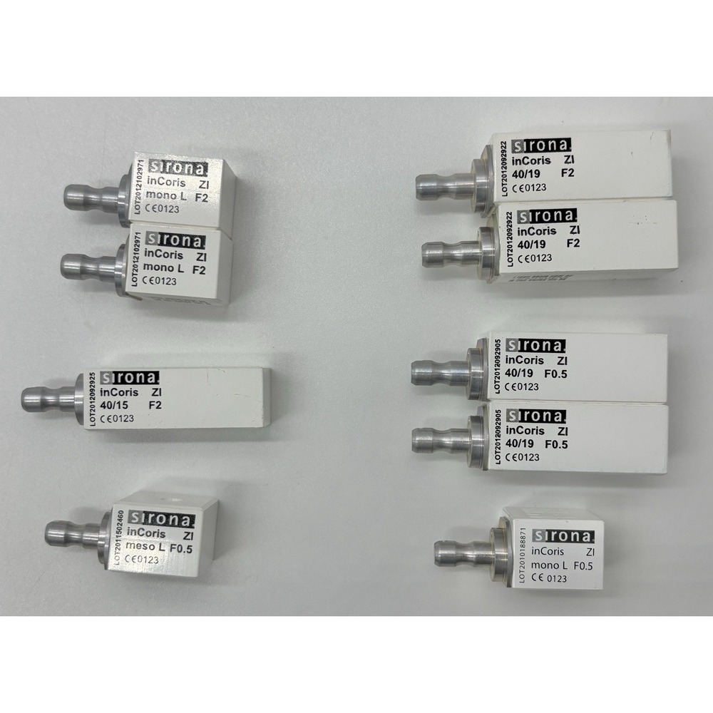 Sirona inCoris ZI CEREC Zirconia Blocks Lot of 10 Mono Meso 40/19 40/15